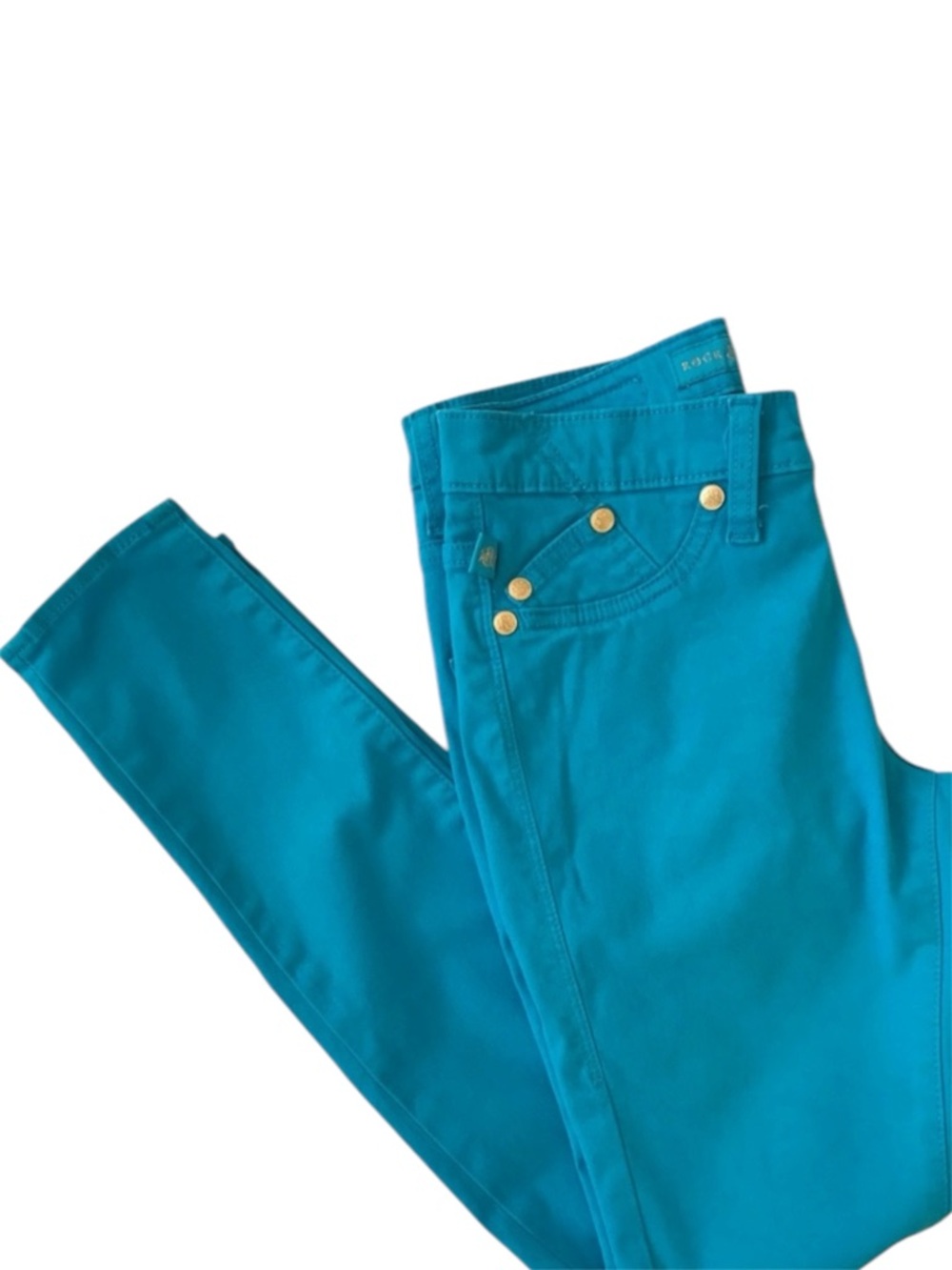 Rock & Republic Turquoise Blue Pants Skinny Size 2 Spandex Stretch Low Rise